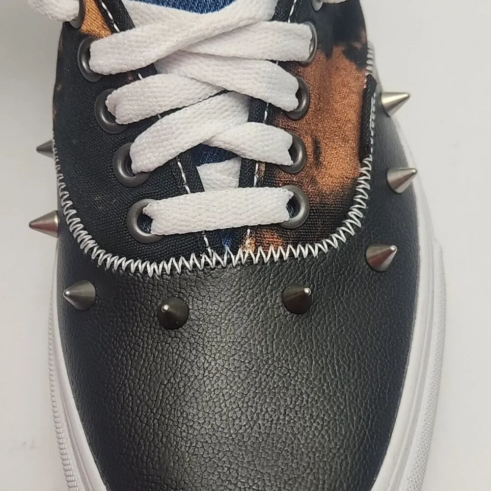 Vans Sneaker Shoe Women Sz 8.5 Tartan Daze Multi Acid Dye Spike Skater Men 7 NEW